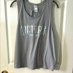 Victoria Sport Gray Relaxed Cut Out Tank Top
